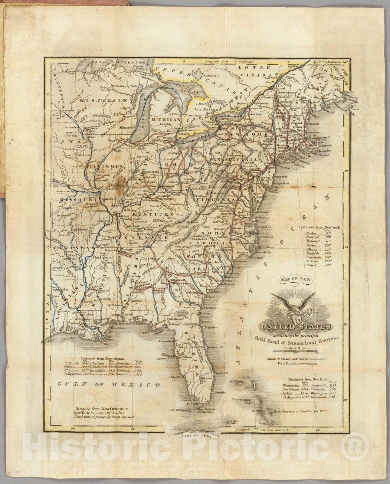 Historic Map : Map of the United States, 1845 - Vintage Wall Art ...