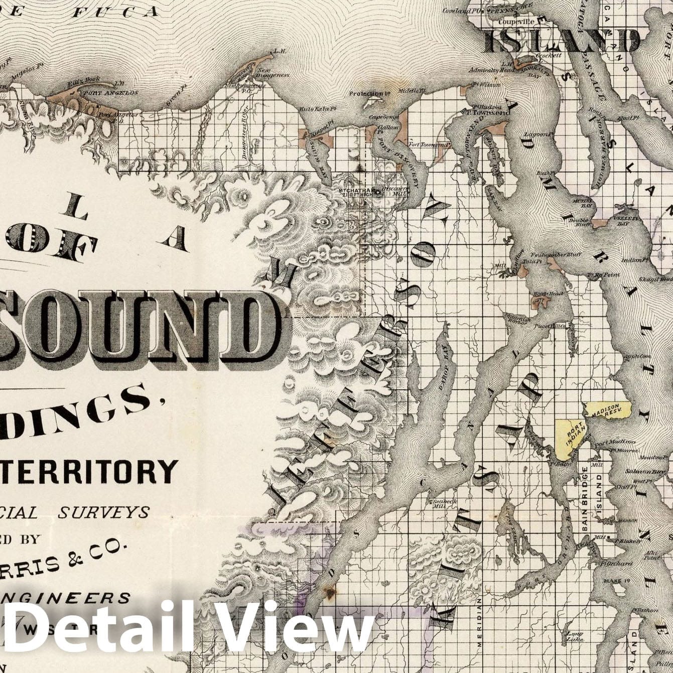 Historic Map - Map of Puget Sound And Surroundings, Washington Territory, 1877 - Vintage Wall Art