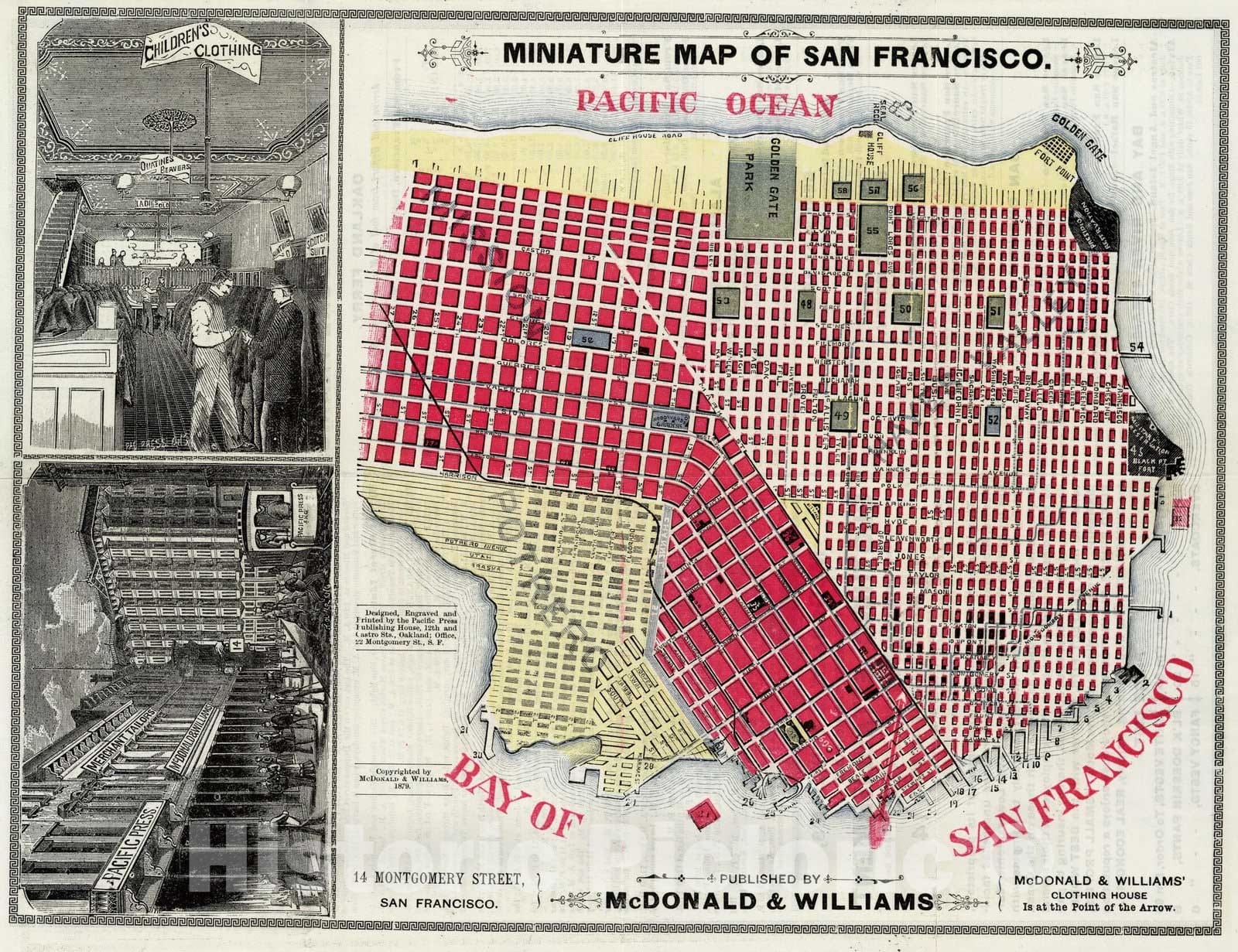 Historic Map : San Francisco (Calif), California, Pocket Map, San Francisco 1879 , Vintage Wall Art