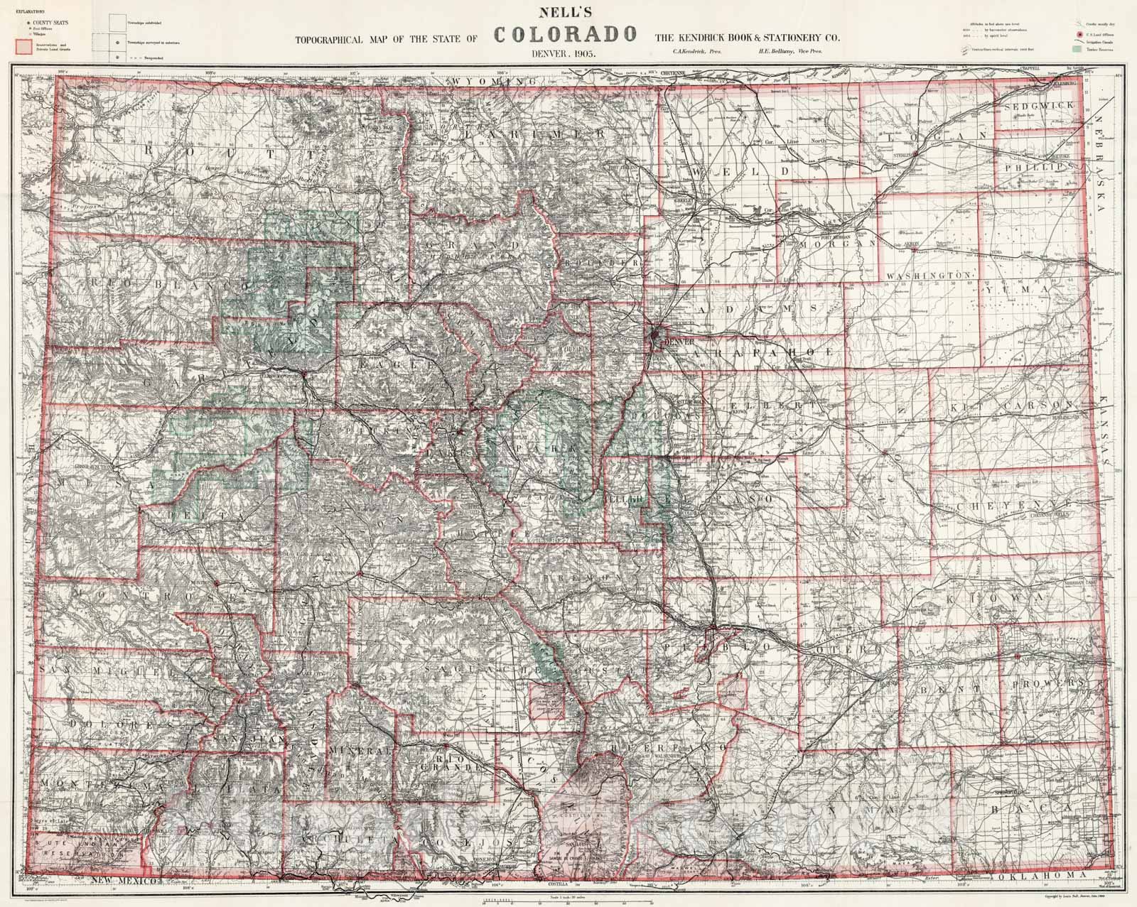 Historic Map - Topographical Map of The State of Colorado, 1905 - Vintage Wall Art