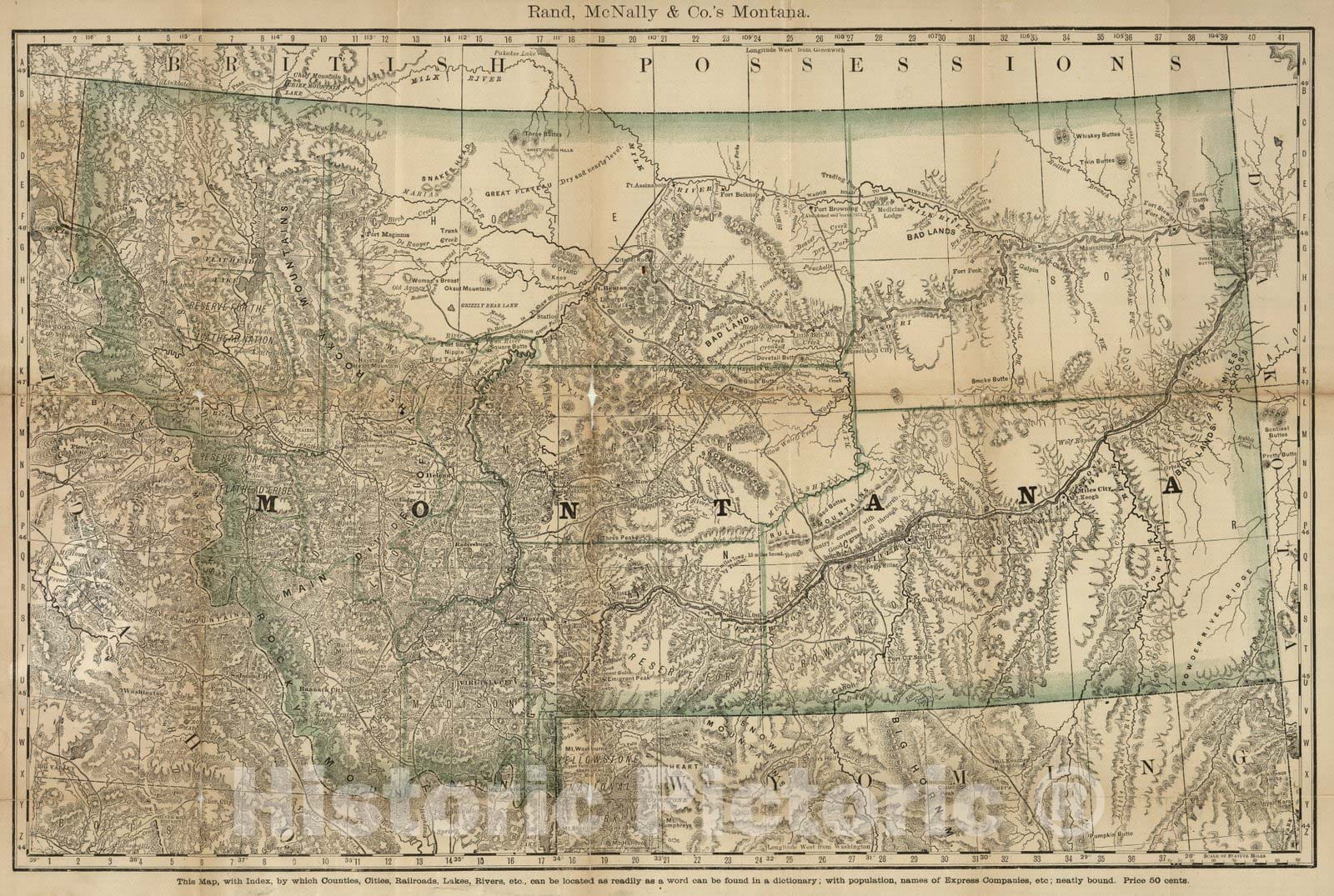 Historic Map : Pocket Map, Montana 1879 - Vintage Wall Art