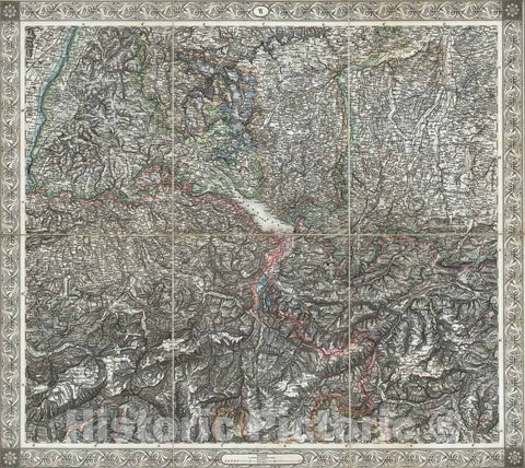 Historic Map : Germany; Austria; Switzerland; Italy, Central Europe Case Map, Sheet VI: Karte Des Oesterreichischen Kaiserstaates. 1856 , Vintage Wall Art