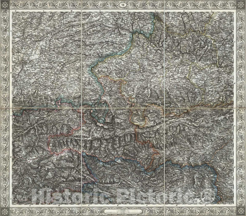 Historic Map : Germany; Austria, Central Europe Case Map, Sheet VII: Karte Des Oesterreichischen Kaiserstaates. 1856 , Vintage Wall Art