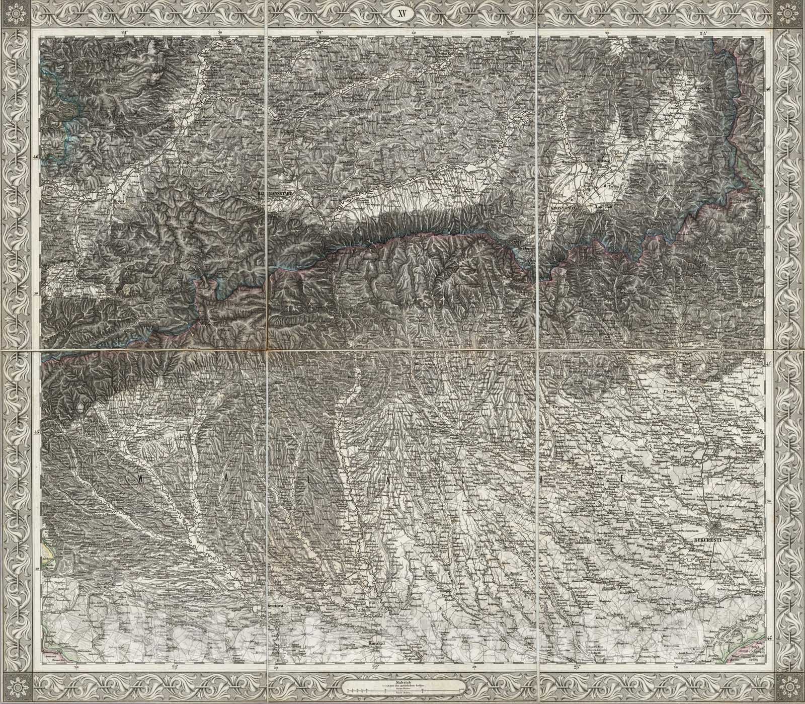 Historic Map : Romania, Central Europe Case Map, Sheet XV: Karte Des Oesterreichischen Kaiserstaates. 1856 , Vintage Wall Art