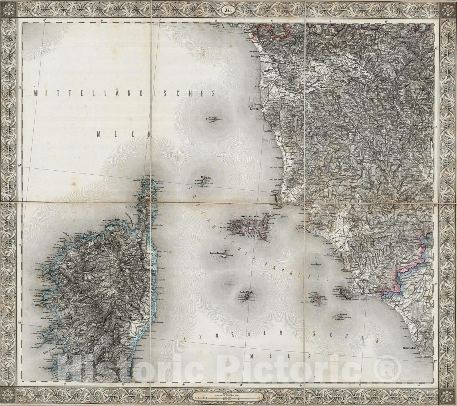 Historic Map : Italy, Central Europe Case Map, Sheet XVI: Karte Des Oesterreichischen Kaiserstaates. 1856 , Vintage Wall Art