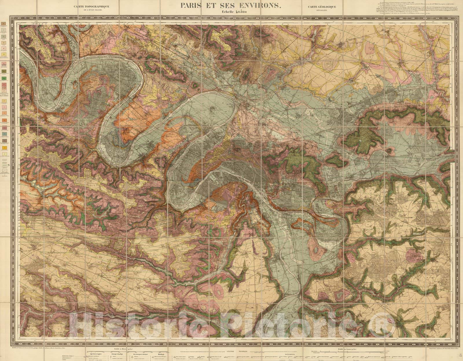 Historic Map : Paris , France, Case Map, Composite: Paris Et Ses Environs. 1890 , Vintage Wall Art
