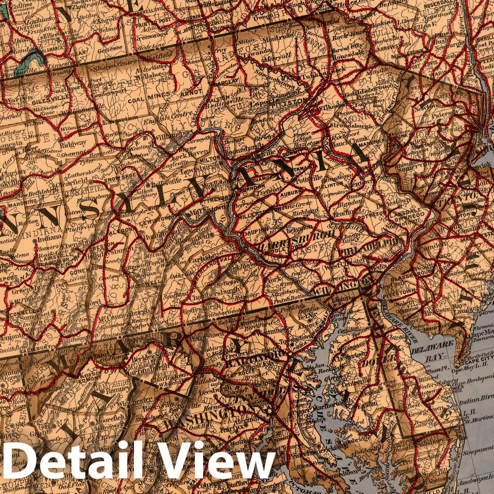 Historic Map : (Map 3 - West Virginia, Ohio, Pennsylvania, Maryland, Delaware, New Jersey, New York.), 1878 - Vintage Wall Art
