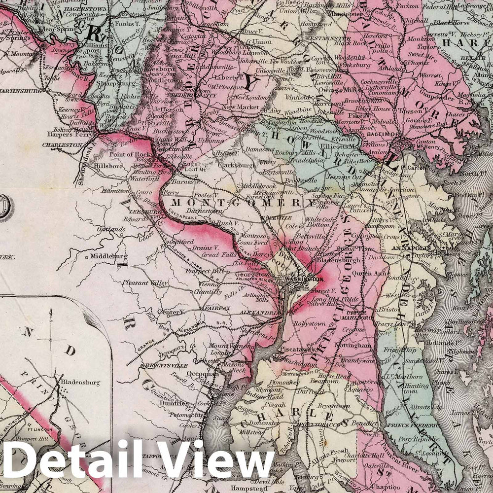 Historic Map : Pocket Map, Delaware And Maryland 1873 - Vintage Wall Art
