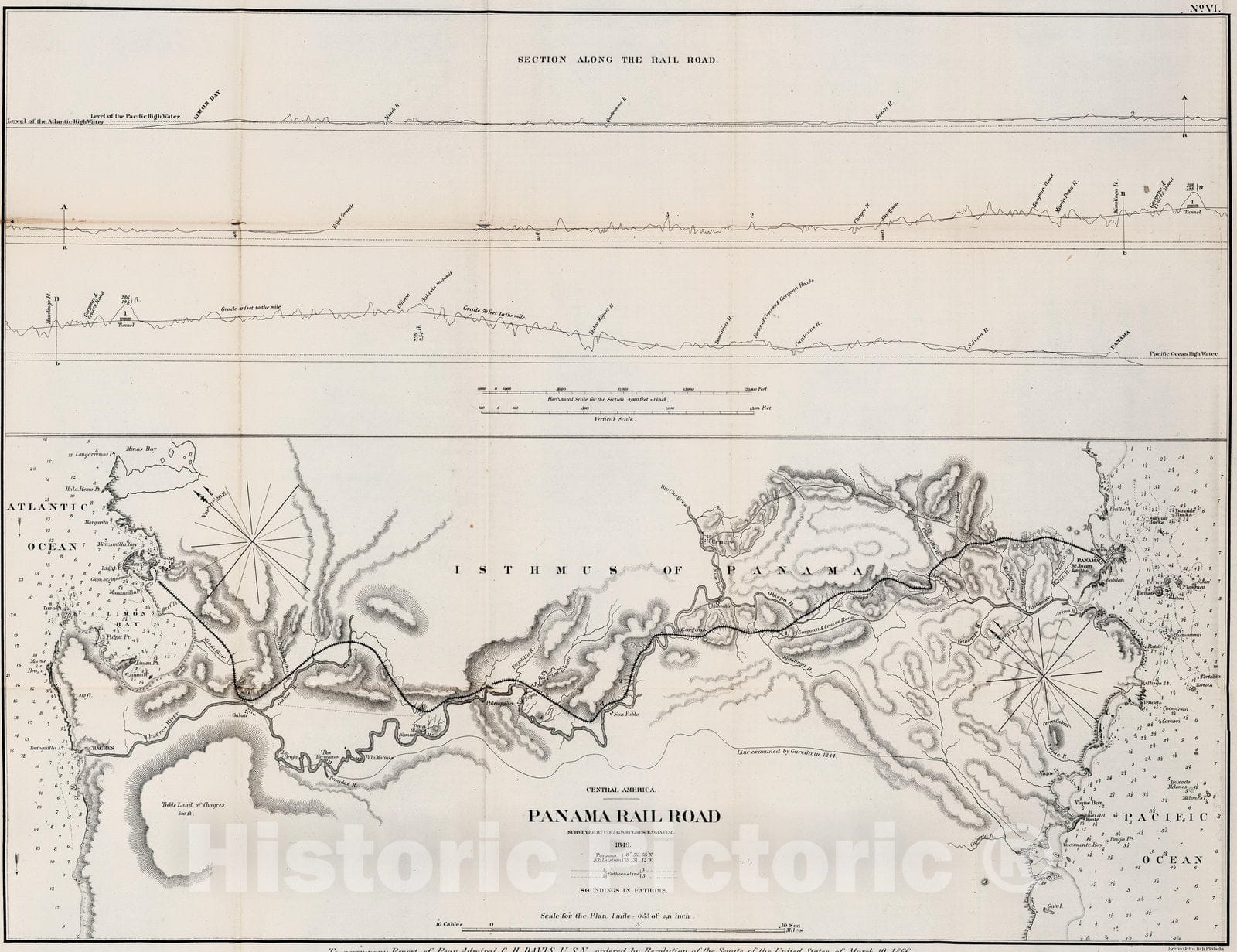 Historic Map : Survey Book, No.VI. Central america. Panama rail road 1866 - Vintage Wall Art