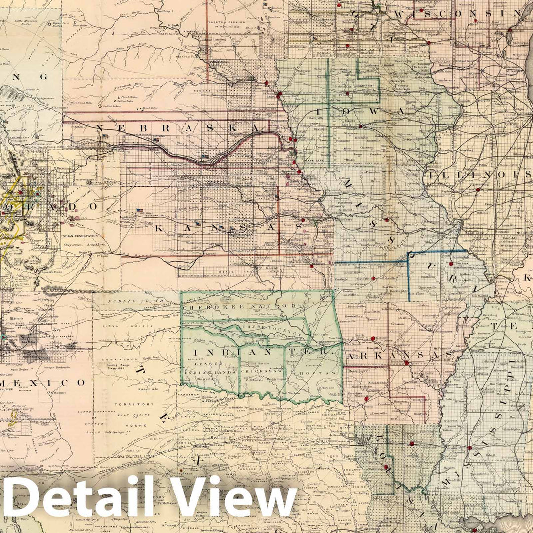 Historic Map : Map of the United States and Territories, 1869 - Vintage Wall Art