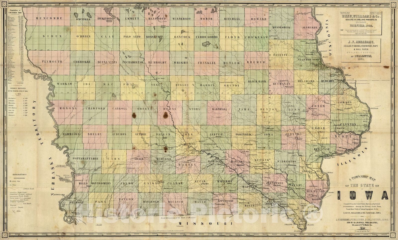 Historic Map : Township Map of The State of Iowa, 1851 v1