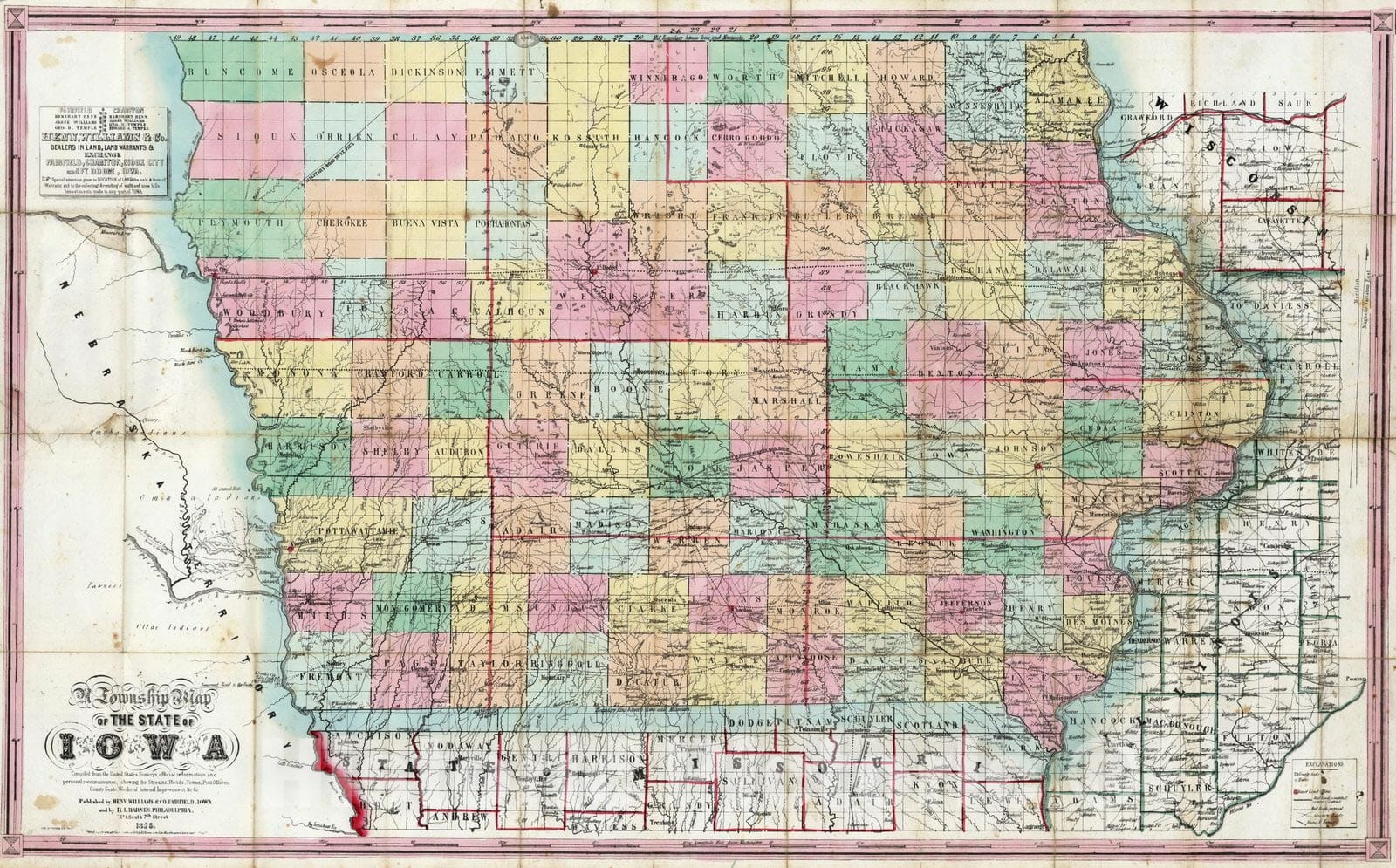 Historic Map : Township Map of The State of Iowa, 1855 v2