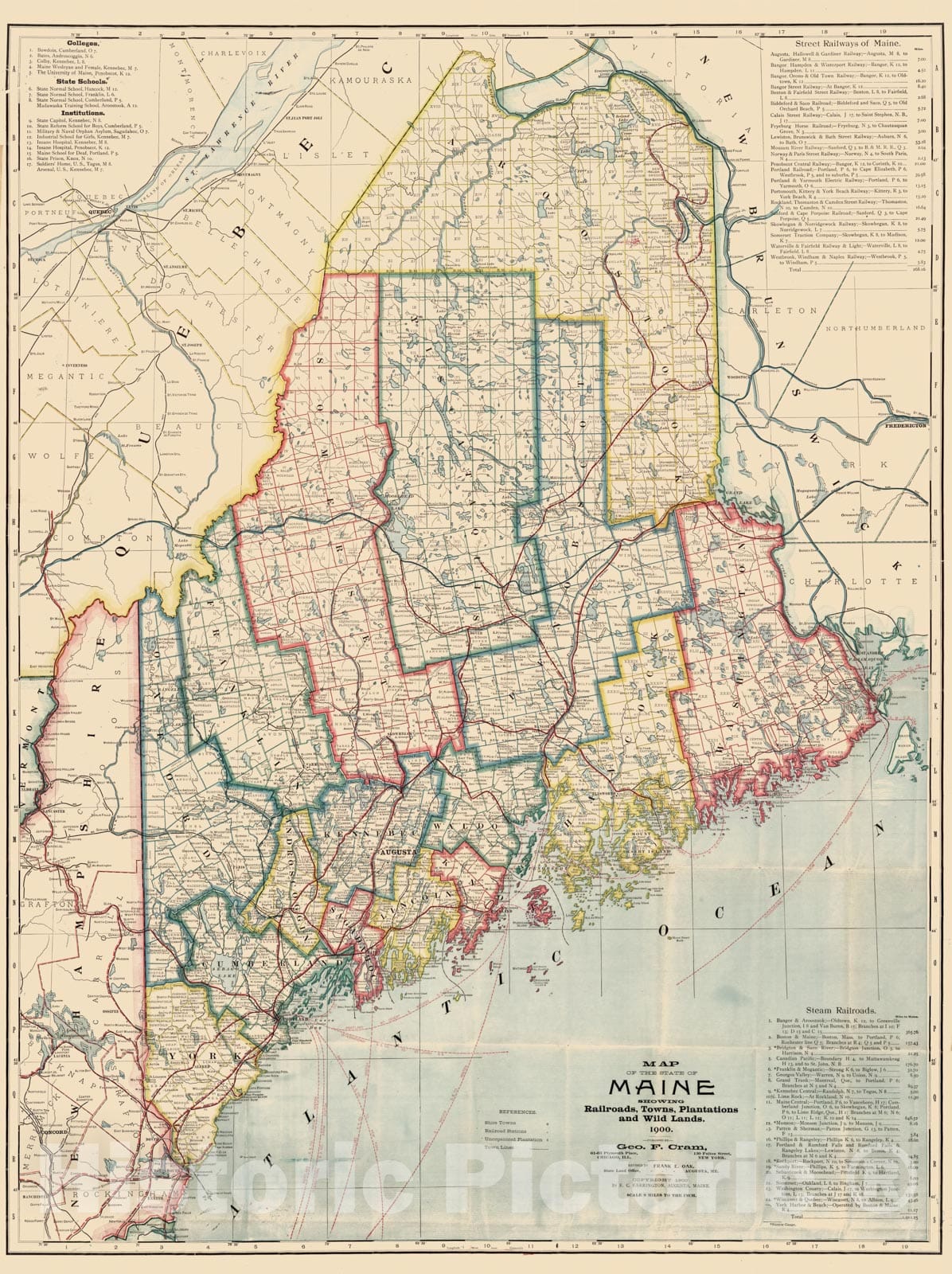 Historic Map : Map of Maine, 1900 - Vintage Wall Art