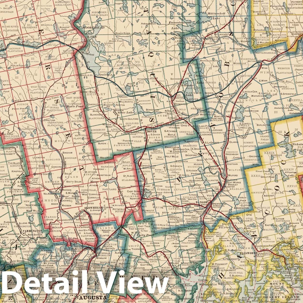 Historic Map : Map of Maine, 1900 - Vintage Wall Art