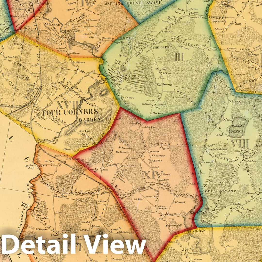 Historic Wall Map : Map of the Town of Middleborough, 1855 - Vintage W ...
