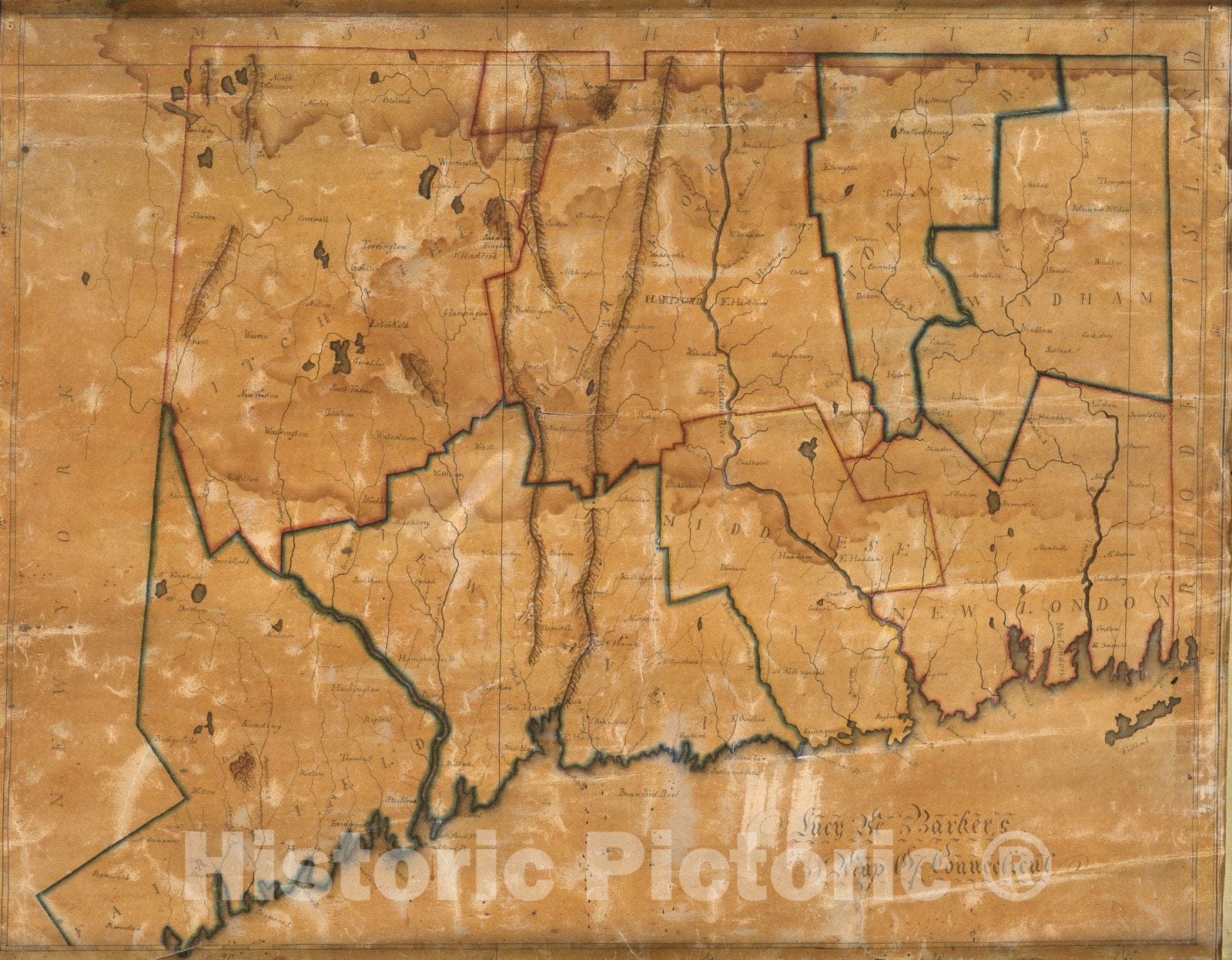 Historic Map : Wall Map, Connecticut. 1821 - Vintage Wall Art