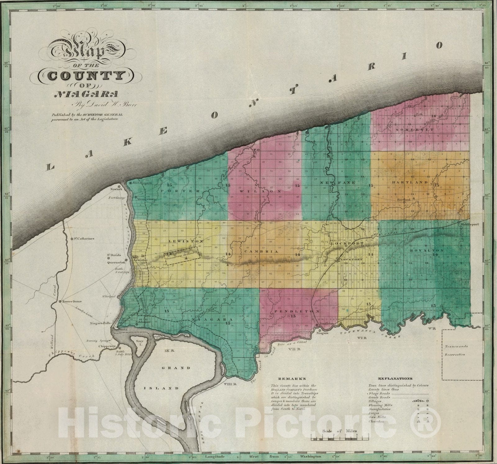 Historic Map : Pocket Map, Niagara County 1829 - Vintage Wall Art