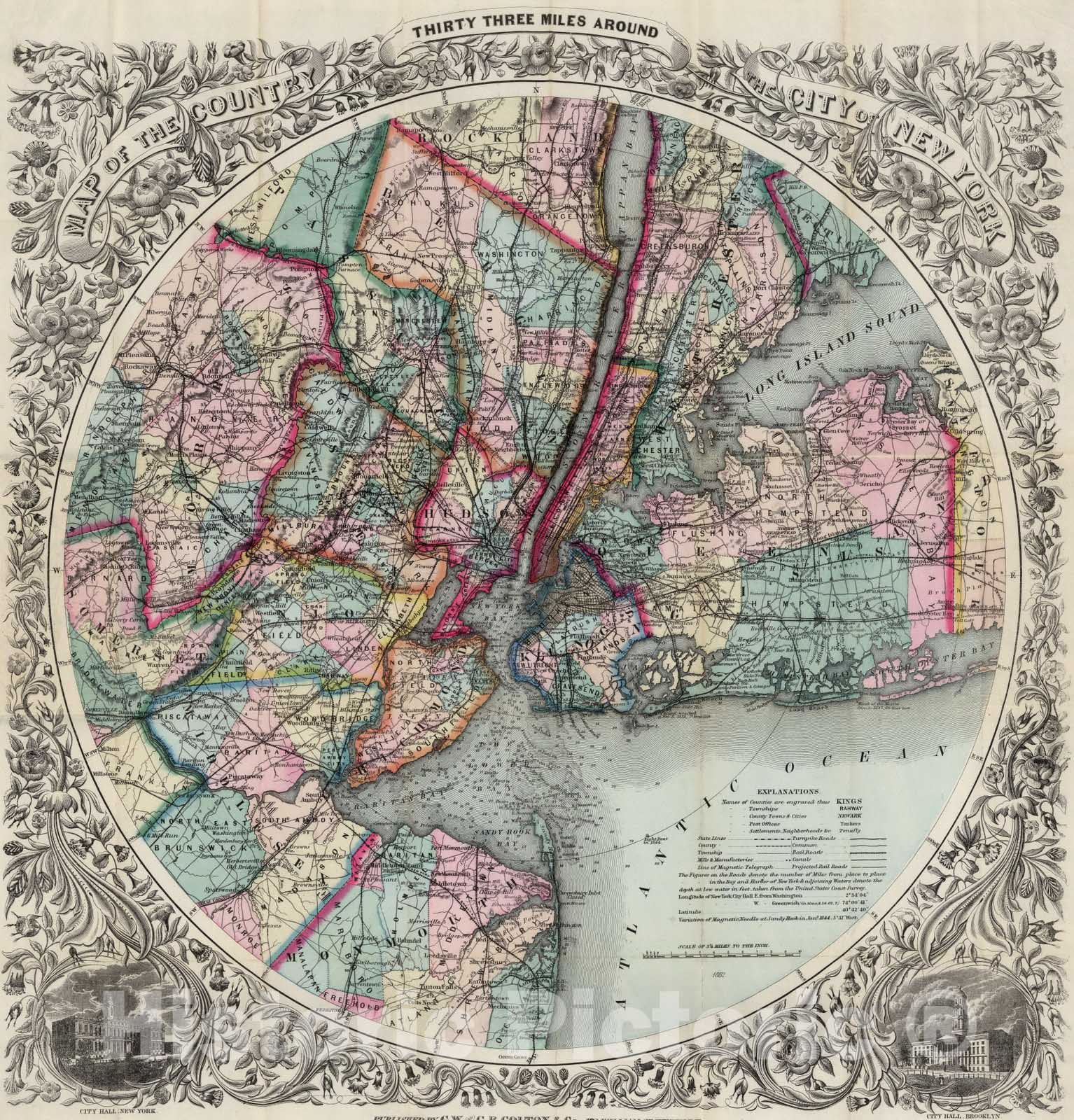 Historic Map : Pocket Map, City of New York 1882 - Vintage Wall Art