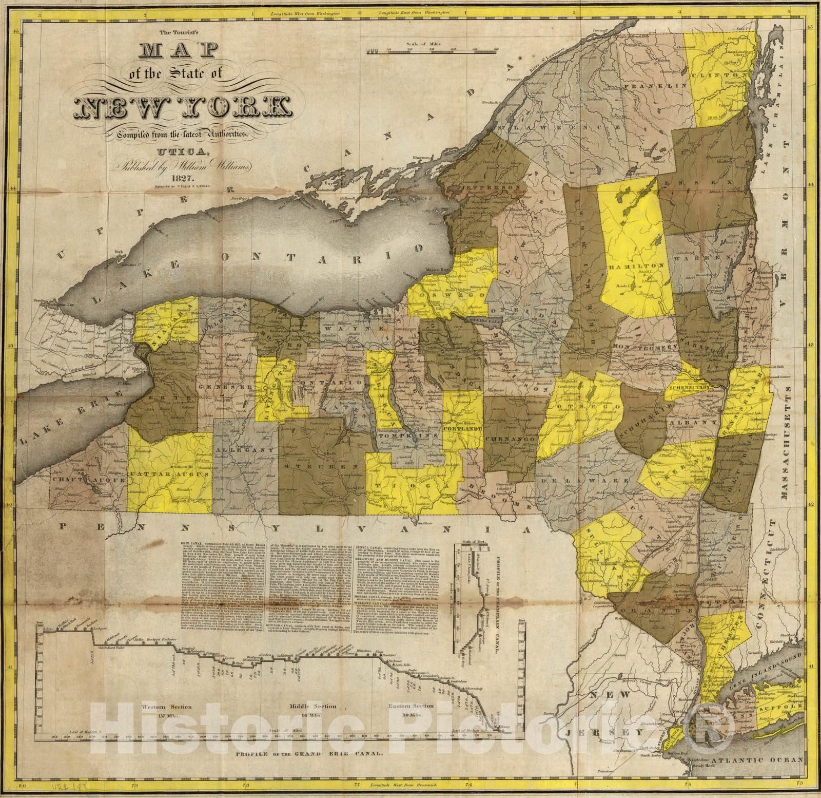 Historic Map : Pocket Map, State of New York 1827 - Vintage Wall Art