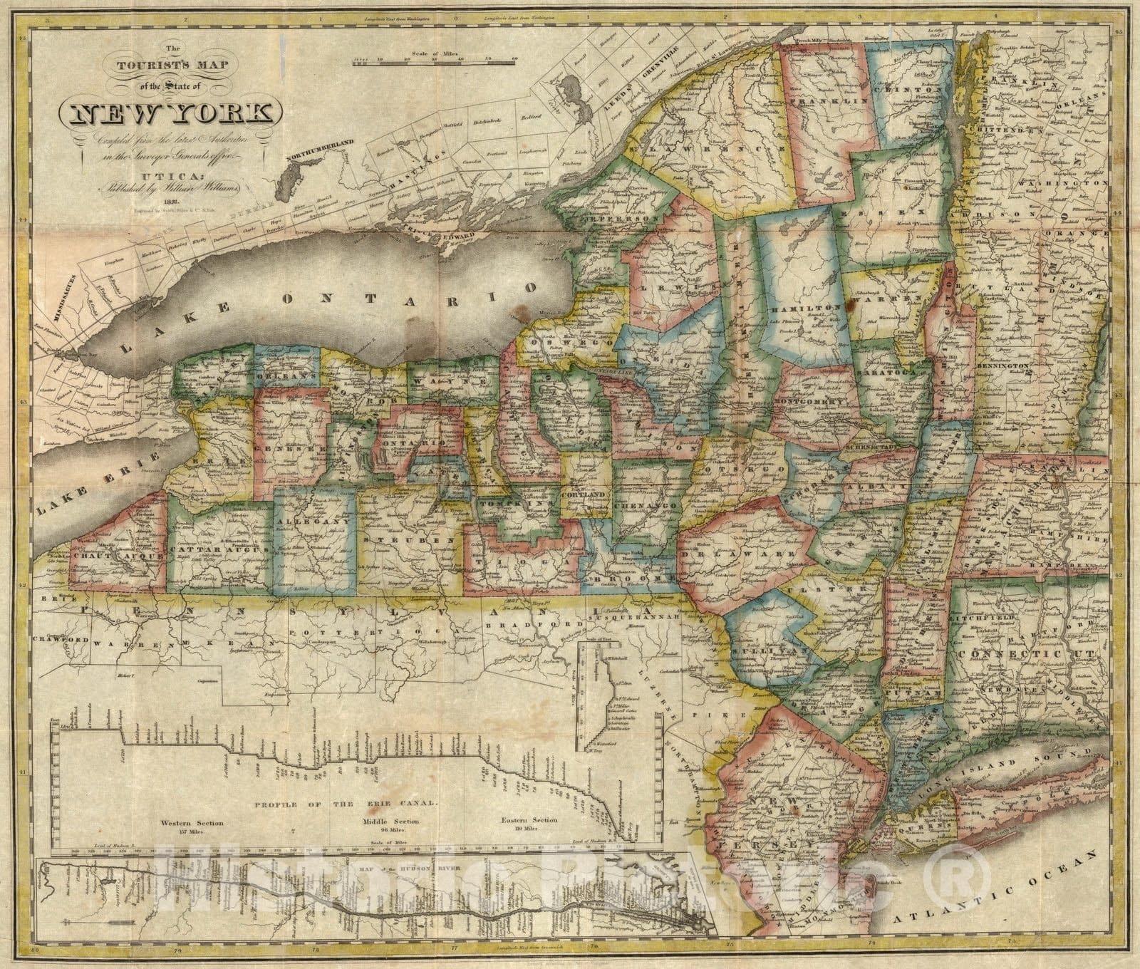 Historic Map : Pocket Map, State of New York 1831 - Vintage Wall Art