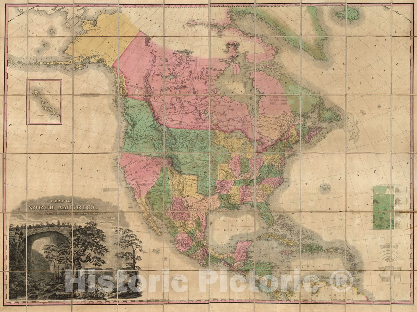 Historic Map : Case Map, North America. 1828 - Vintage Wall Art