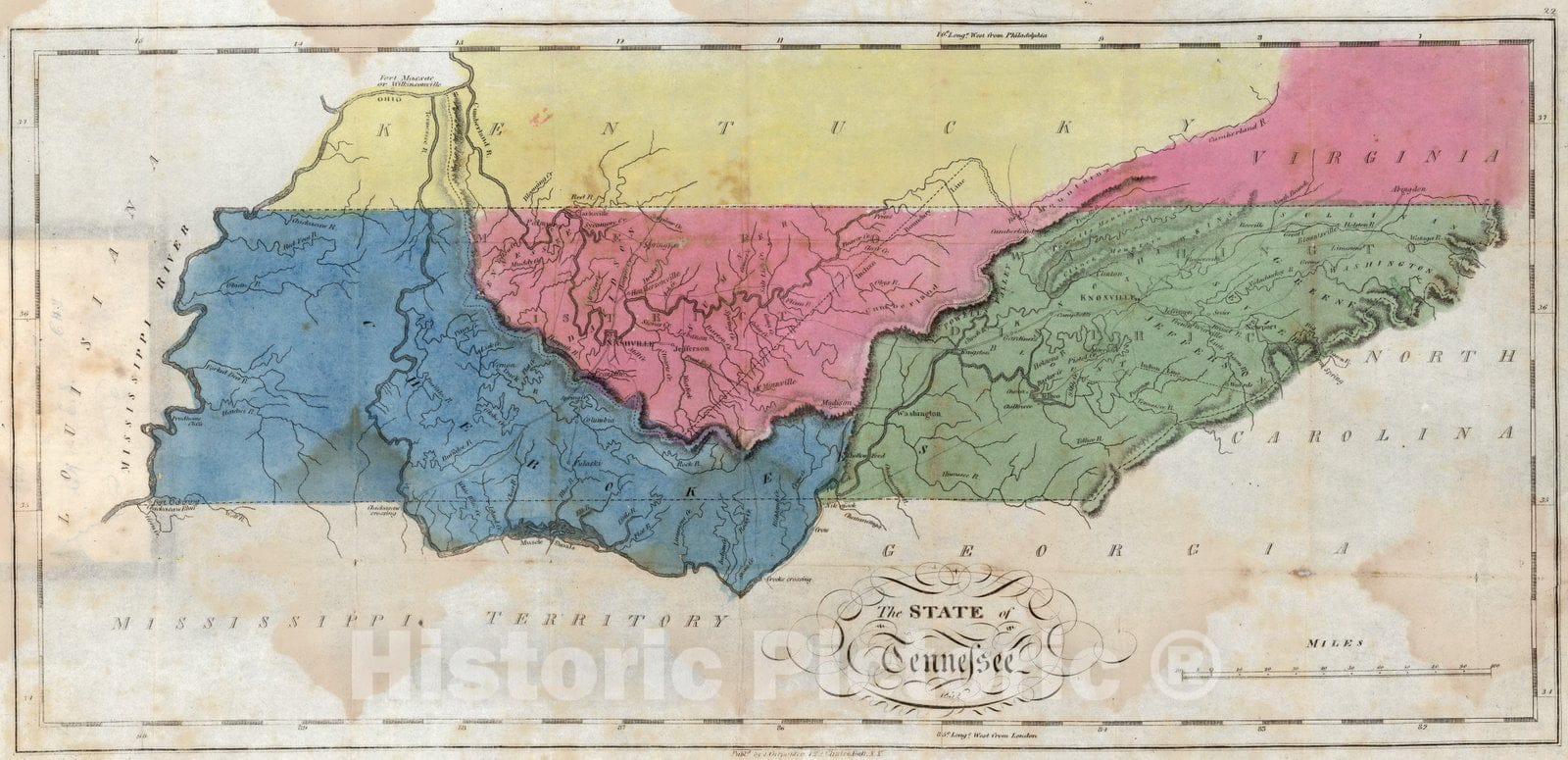 Historic Map : Pocket Map, The State of Tennessee, 1832. 1832 - Vintage Wall Art