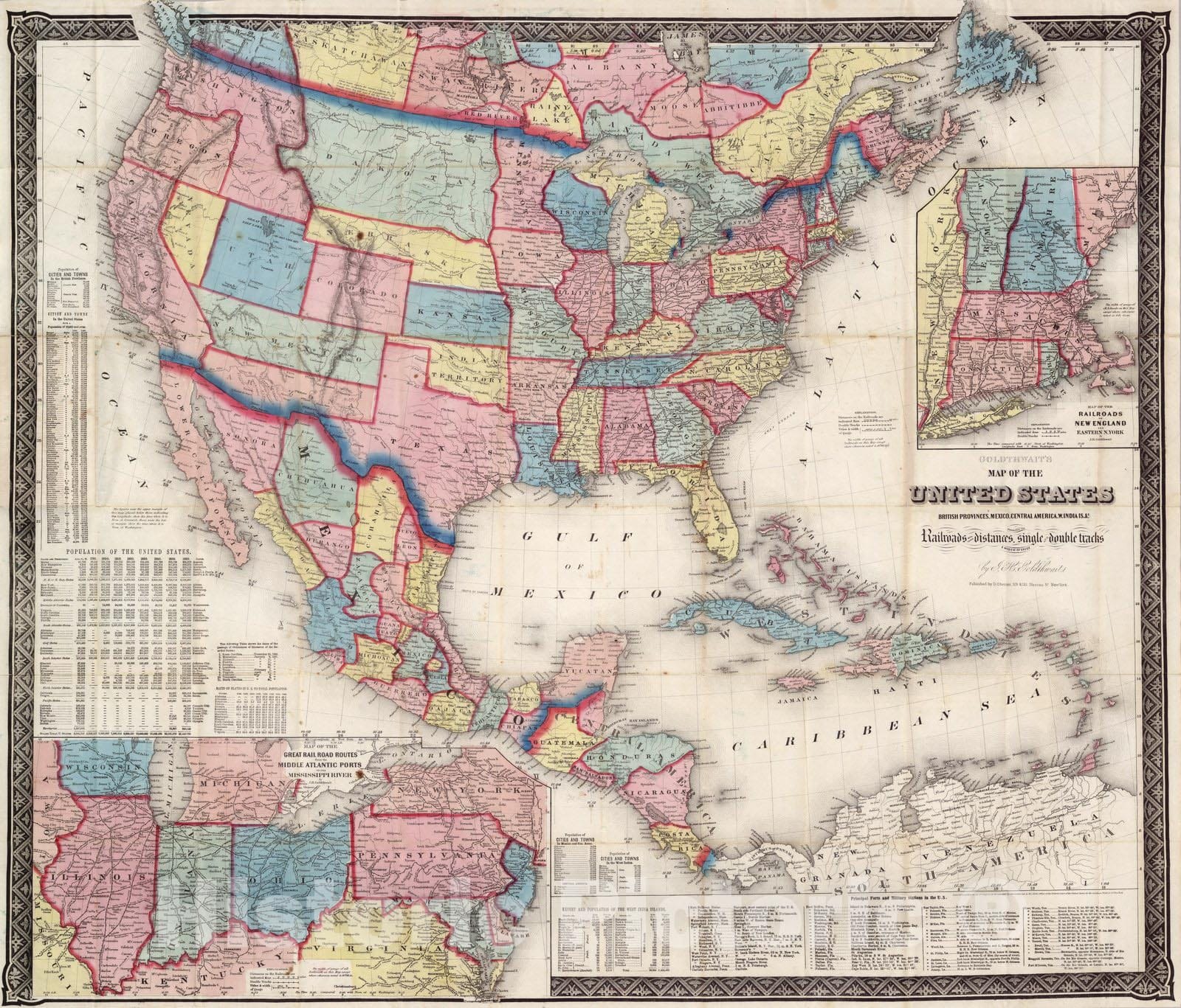 Historic Map : Pocket Map, United States 1861 - Vintage Wall Art