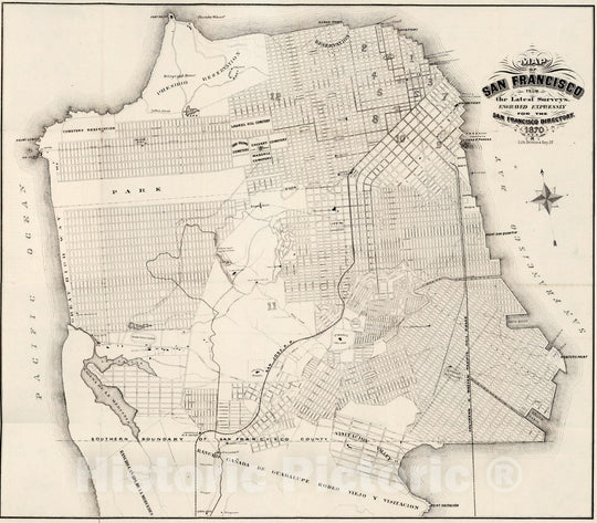 Historic Map : Map And Street Directory of San Francisco, 1870 - Vintage Wall Art