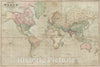 Historic Map : Case Map, Chart of the World On Mercator's Projection. 1844 - Vintage Wall Art