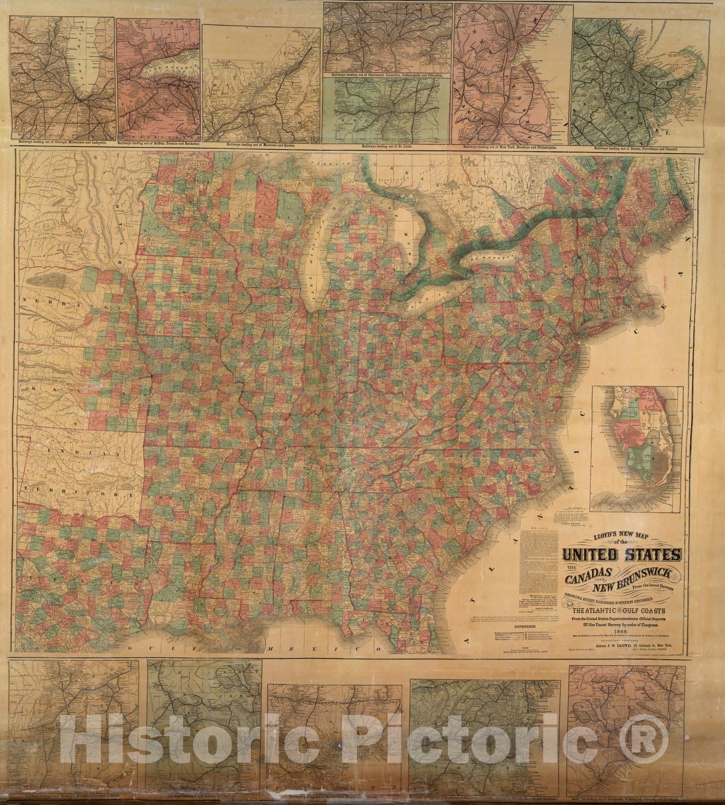 Historic Map : Map of The United States, 1868 - Vintage Wall Art