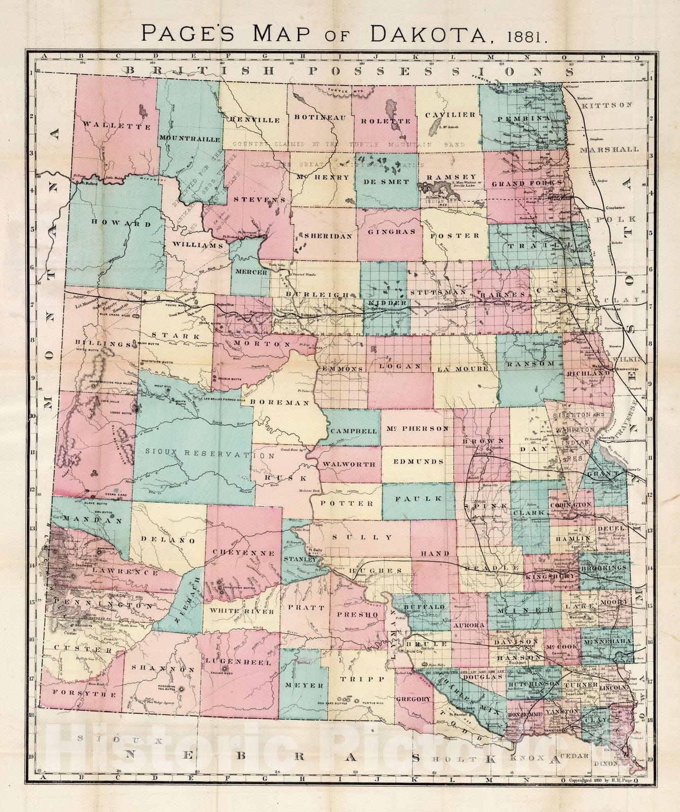 Historic Map : Map of Dakota, 1881 - Vintage Wall Art