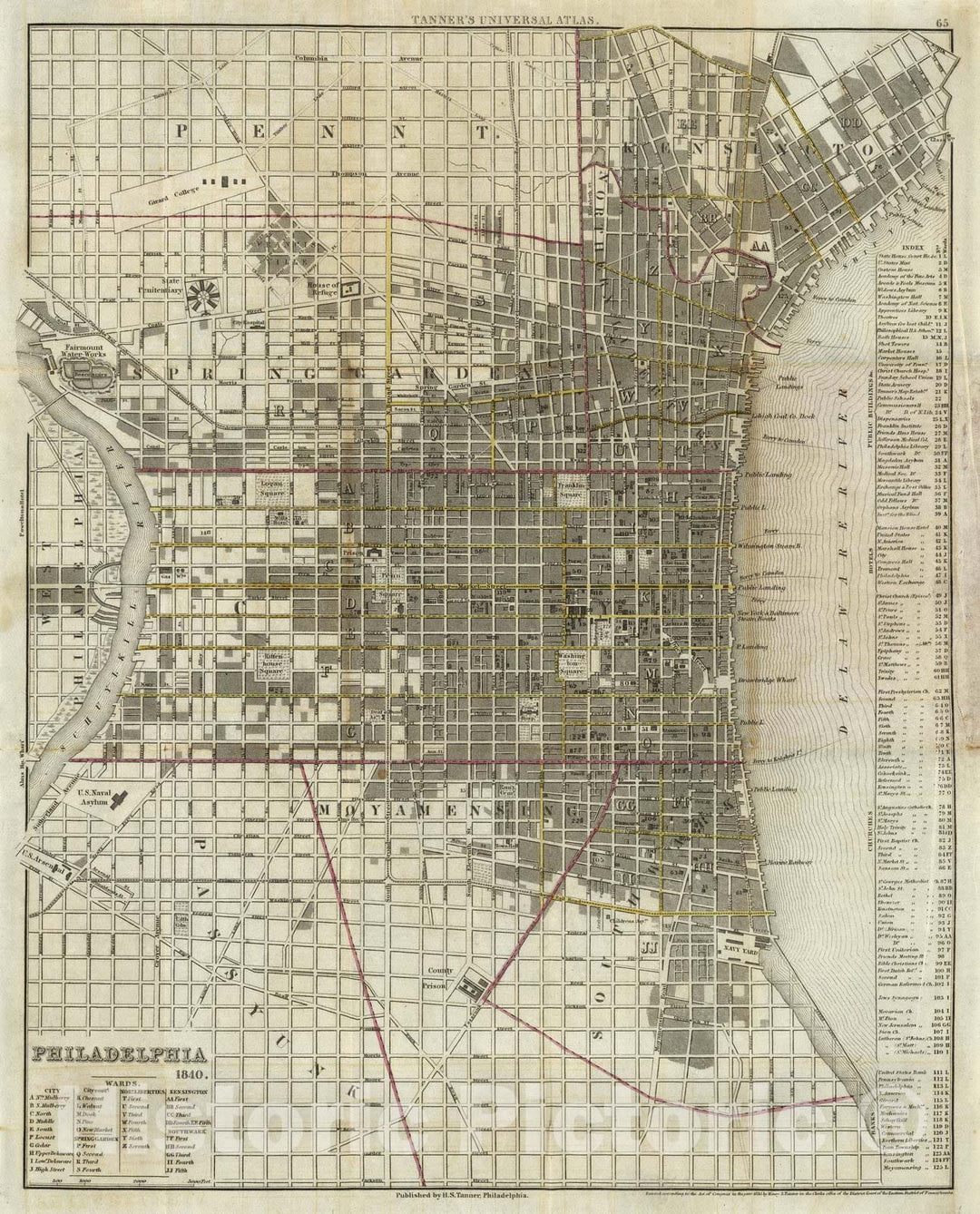 Historic Map : Guide Book, Philadelphia 1840 - Vintage Wall Art
