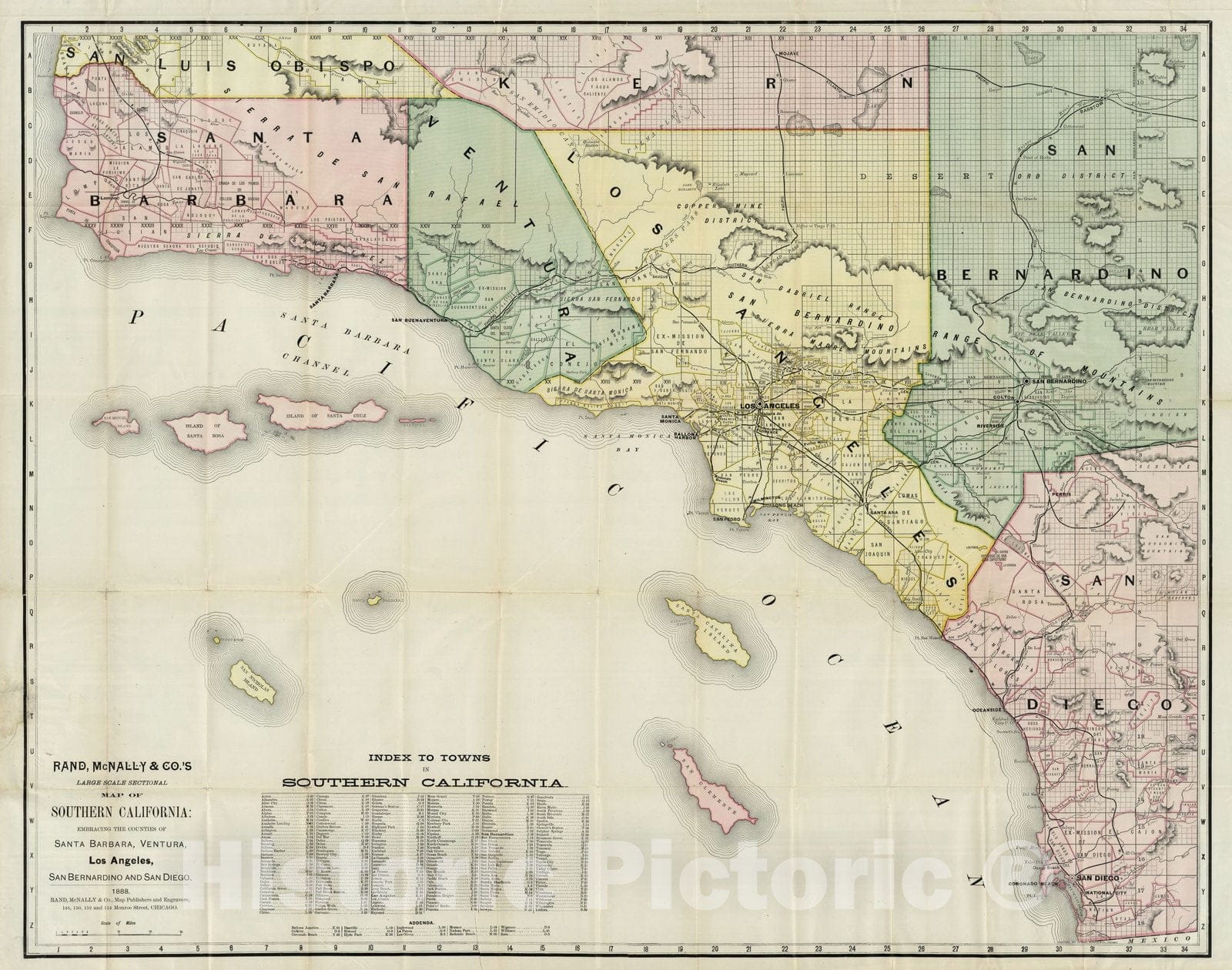 Historic Map : Pocket Map, Southern California 1888 - Vintage Wall Art