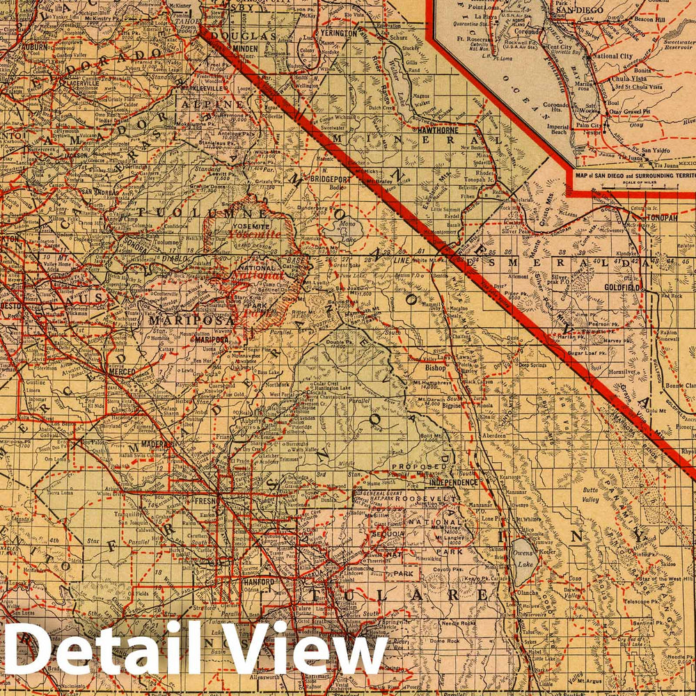 Historic Map : Map of California And Western Nevada, 1932 - Vintage Wall Art