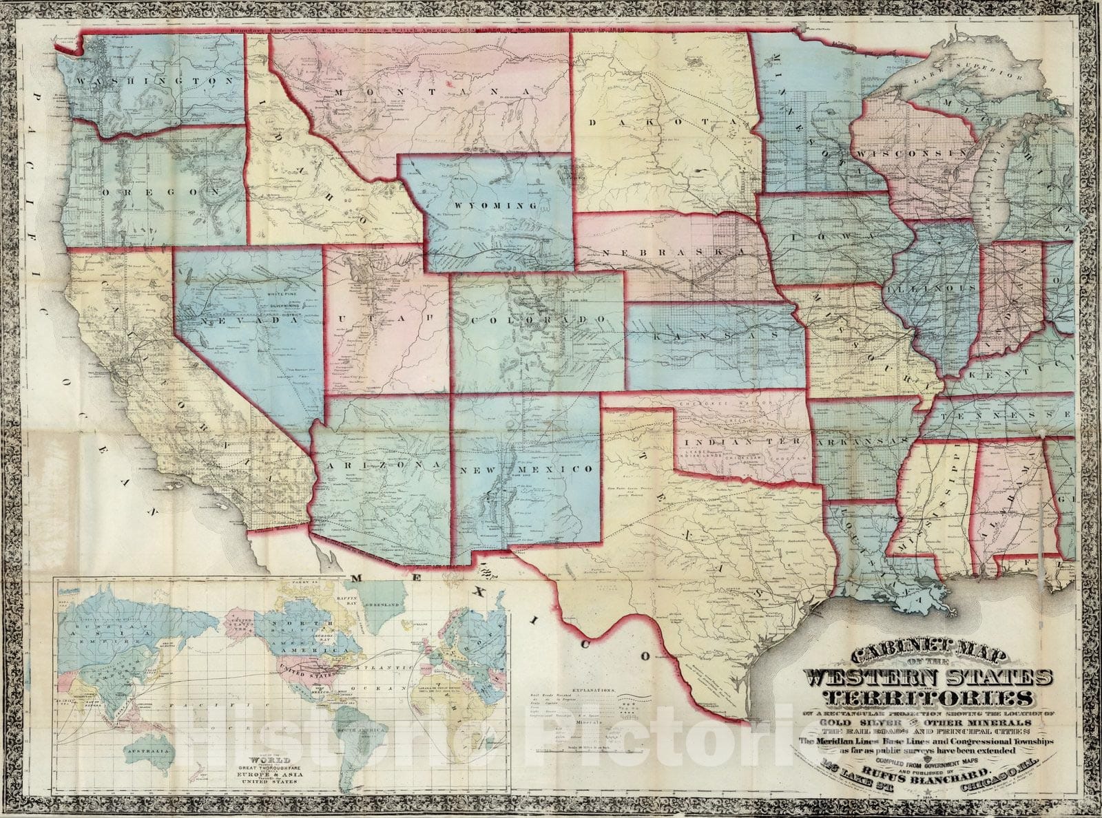 Historic Map : Map of The Western States And Territories, 1869 - Vintage Wall Art