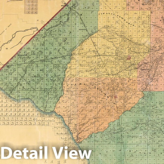 Historic Map : Map of Tulare County California, 1876 - Vintage Wall Art