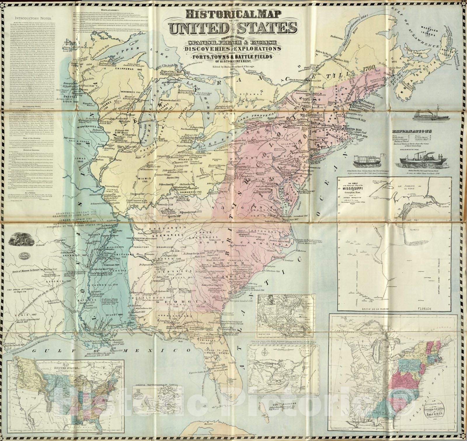 Historic Map : Historical Map of The United States, 1876 - Vintage Wall Art