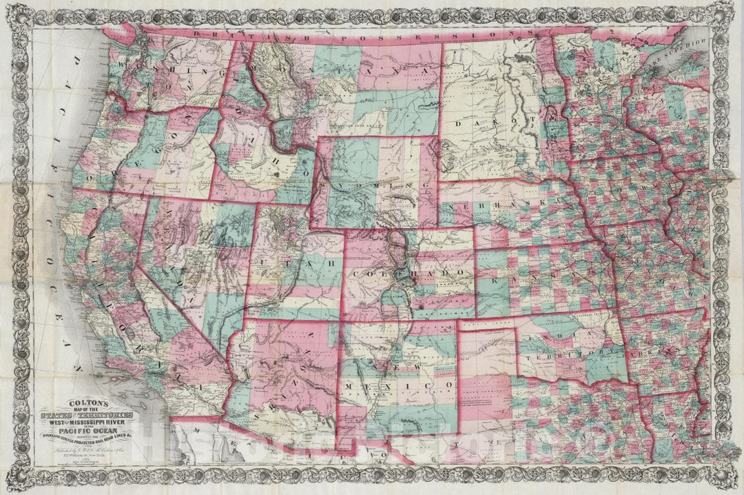 Historic Map : Pocket Map, West of The Mississippi River To The Pacific Ocean 1871 - Vintage Wall Art
