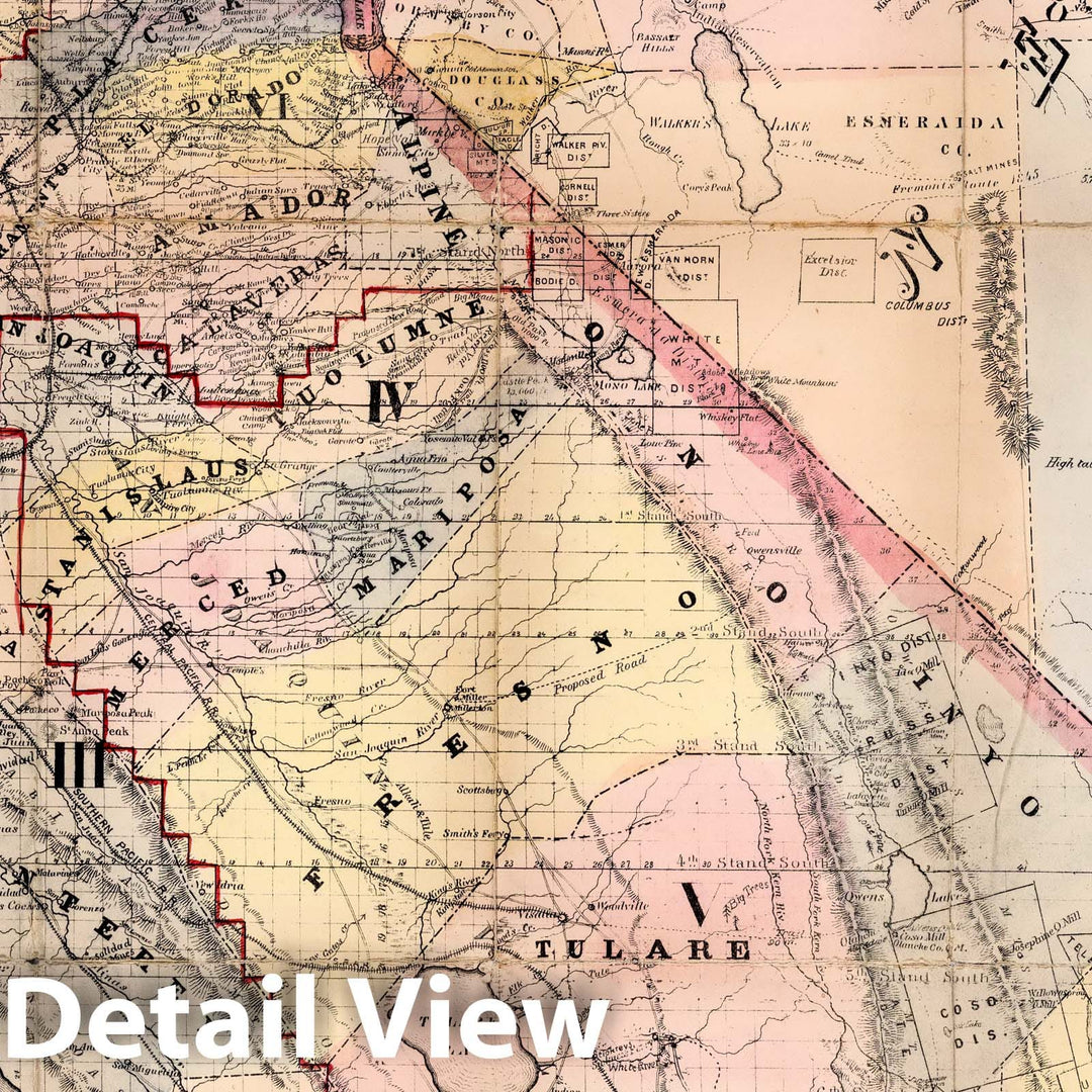 Historic Map : Pocket Map, California And Nevada 1868 - Vintage Wall Art