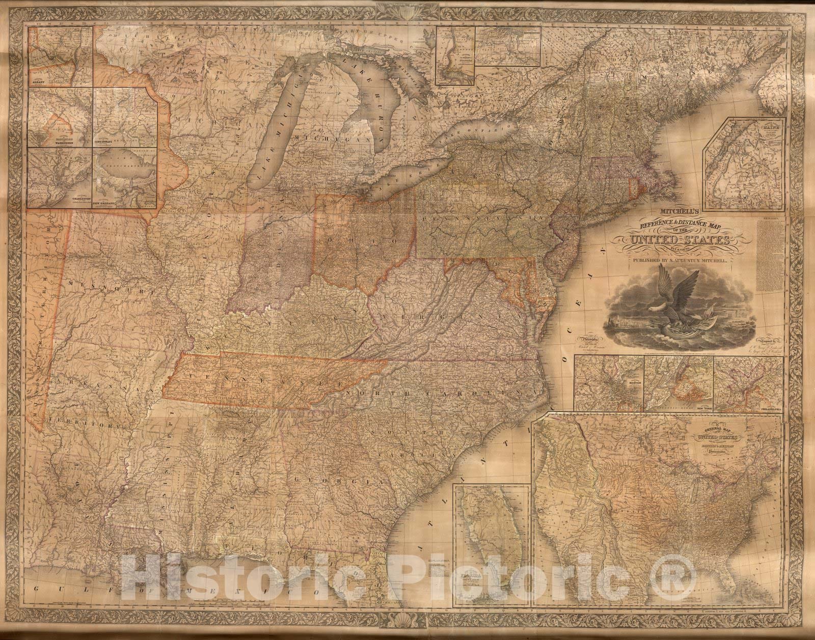 Historic Map : Mitchell's Reference & Distance Map of The United States, 1834 v2