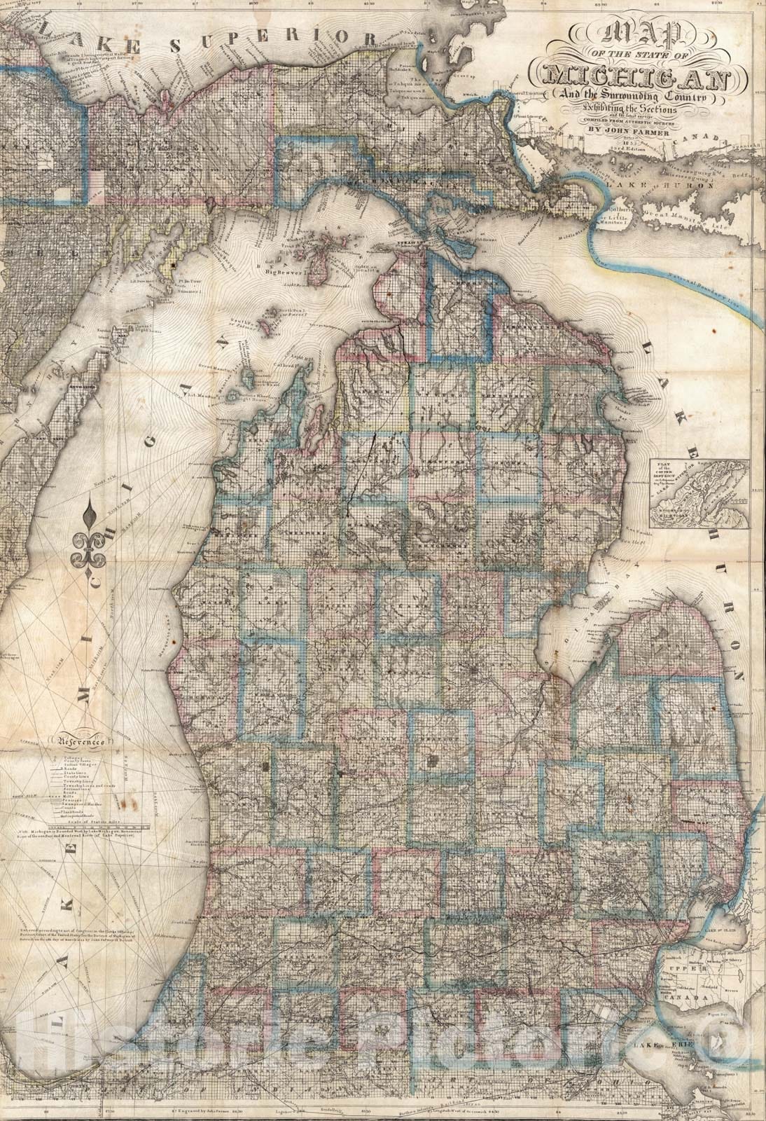 Historic Map - Map of The State of Michigan, 1853 - Vintage Wall Art