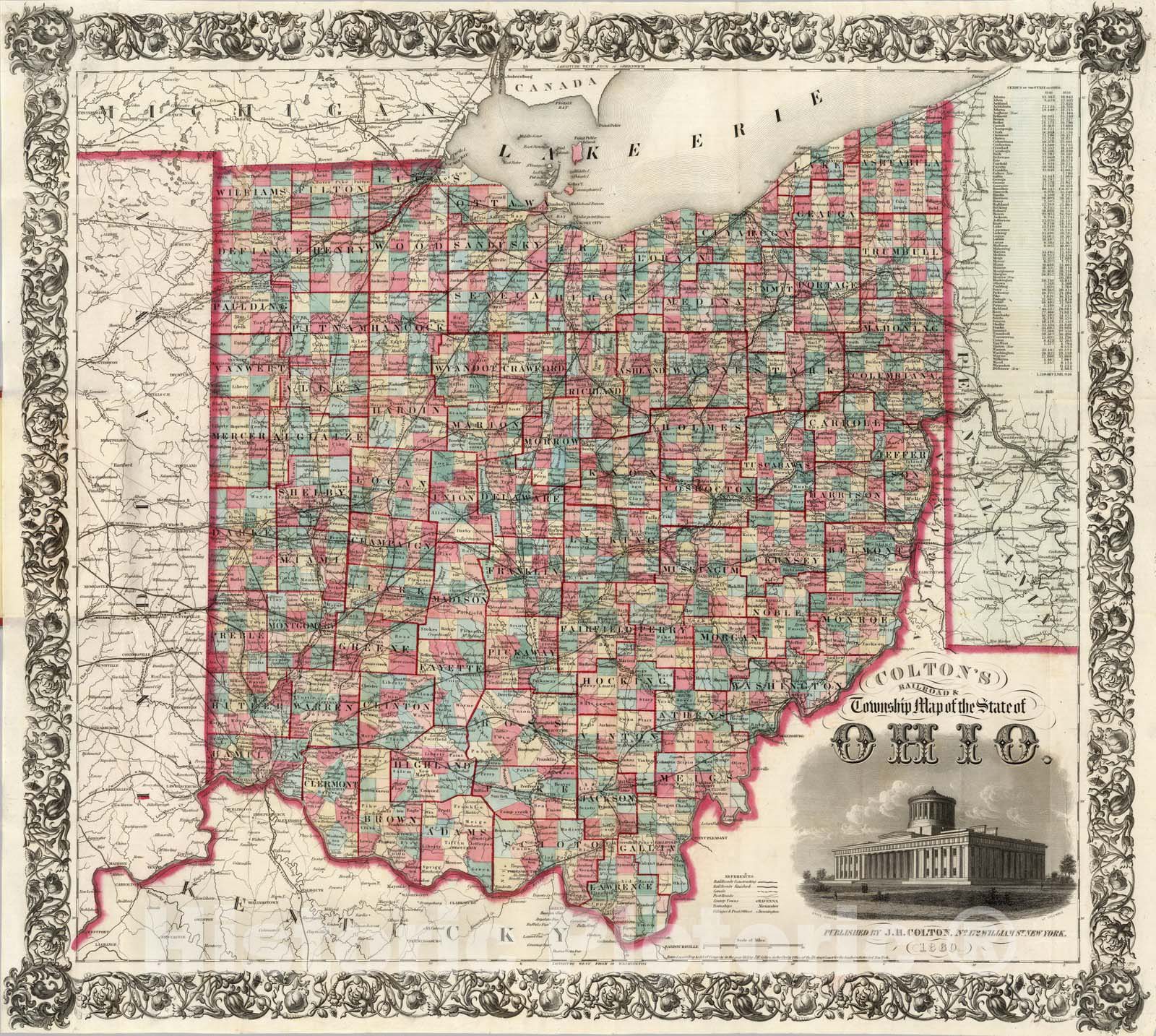 Historic Map : Pocket Map, Ohio 1860 - Vintage Wall Art