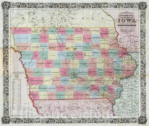 Historic Map : Township Map of The State of Iowa, 1851 v2