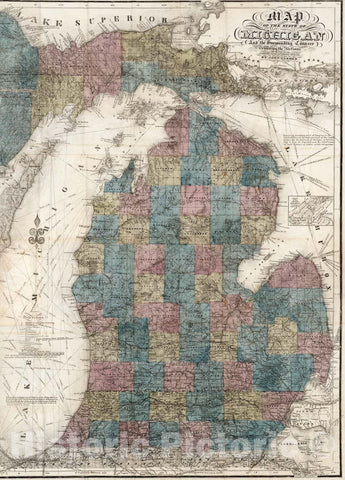 Historic Map : Map of The State of Michigan And the Surrounding Country, 1866 - Vintage Wall Art