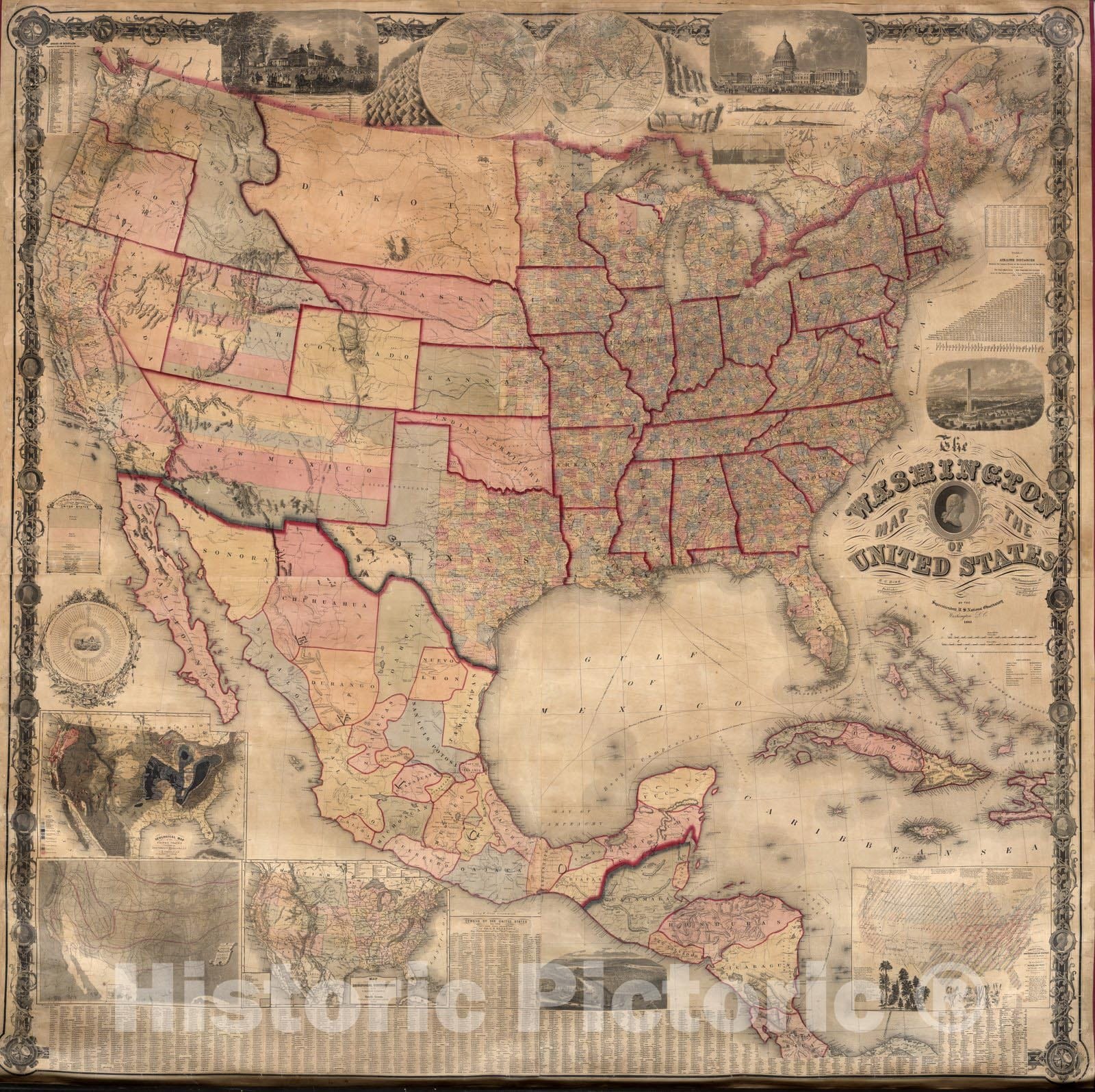 Historic Map : Washington Map of the United States, 1861 v2