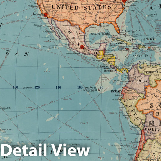 Historic Map : Wall Map, Western Hemisphere. 1940 - Vintage Wall Art