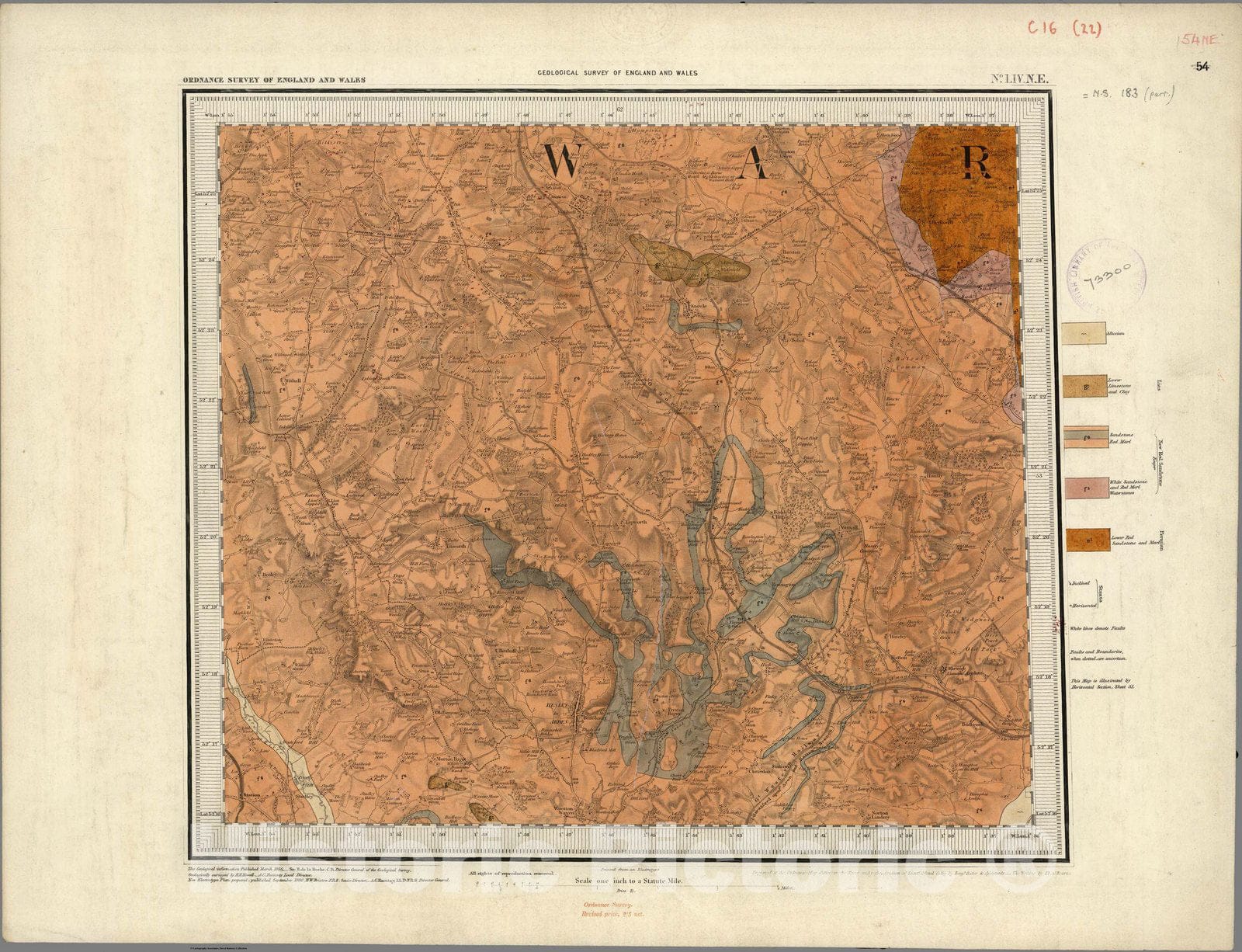 Historic Map : Geologic Atlas Map, 54. Henley in Arden, Worcester, NE Quad. 1880 - Vintage Wall Art