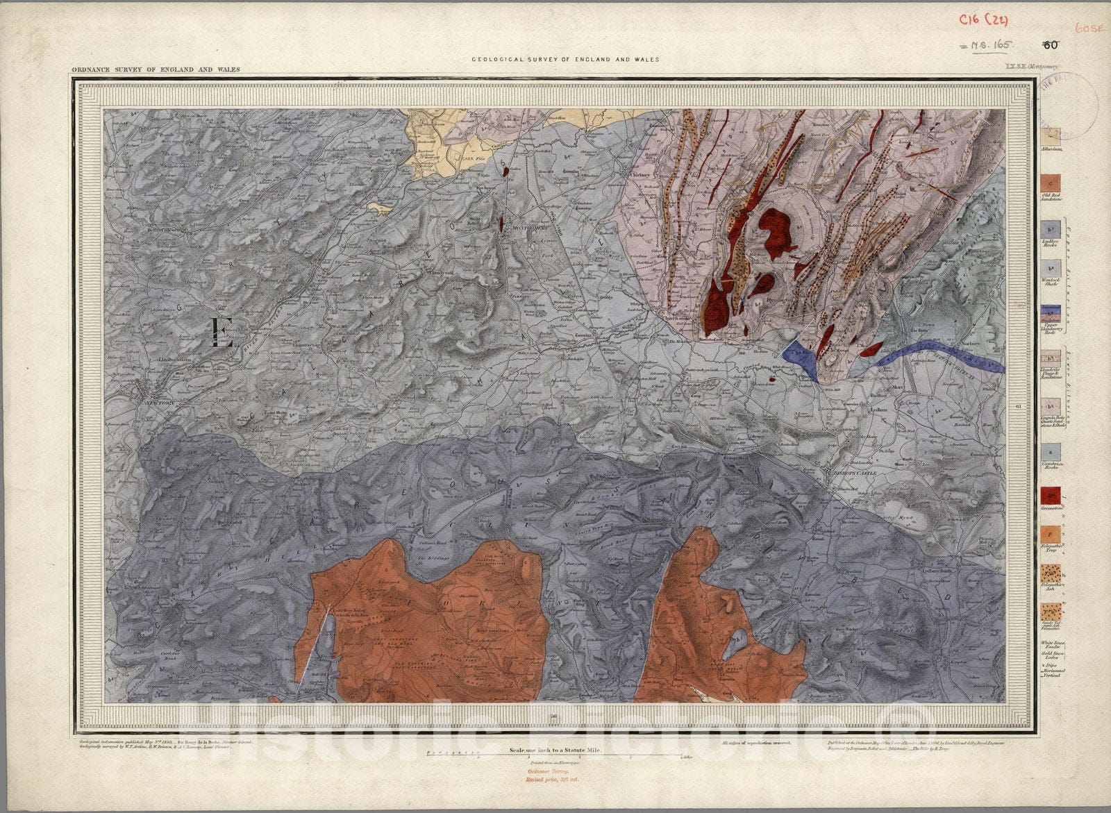 Historic Map : Geologic Atlas Map, 60. Montgomery, SE Quad. 1850 - Vintage Wall Art