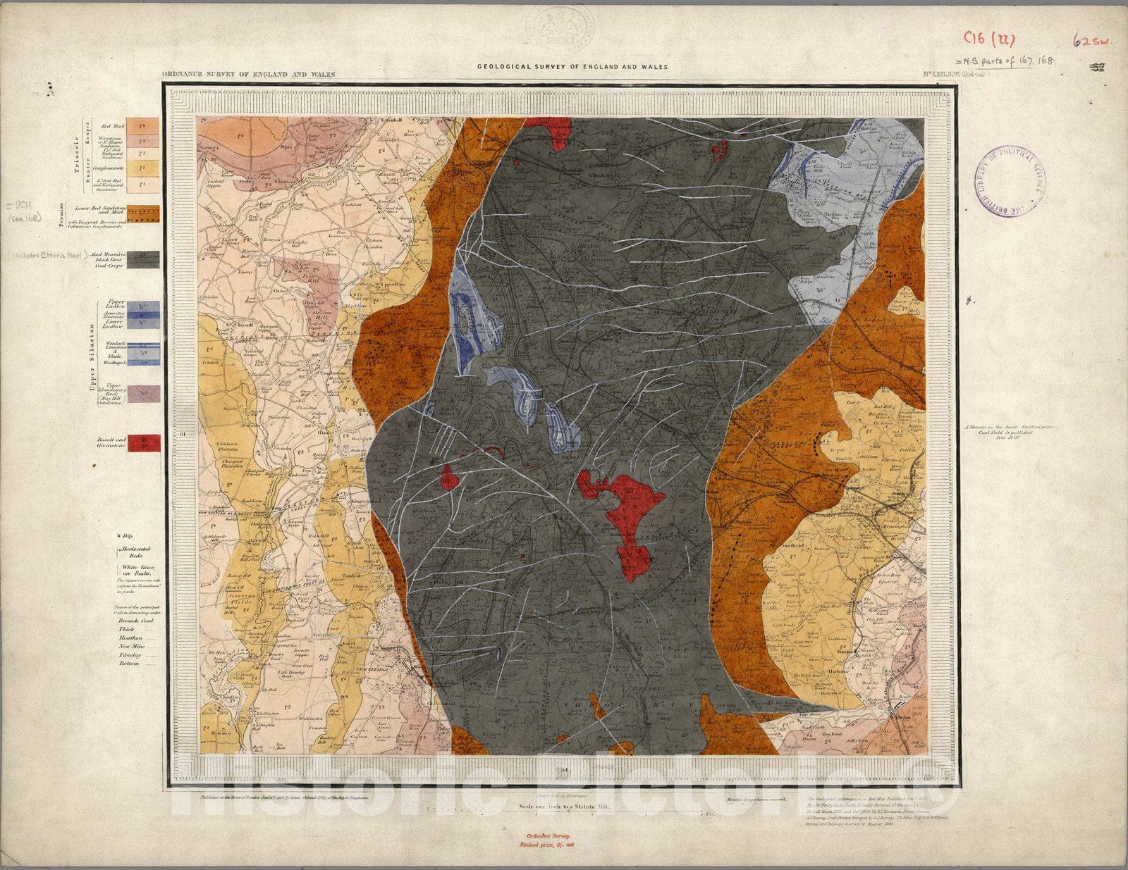 Historic Map : Geologic Atlas Map, 62. Leicester, SW Quad. 1885 - Vintage Wall Art