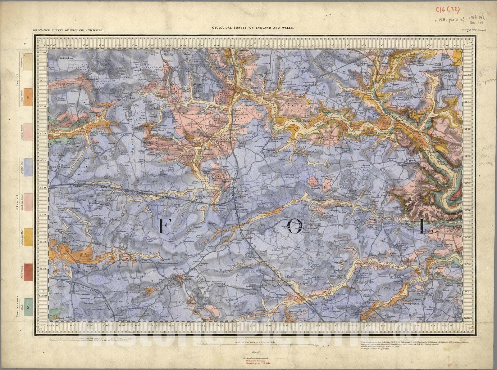 Historic Map : Geologic Atlas Map, 66. Norwich, NW Quad. 1884 - Vintage Wall Art